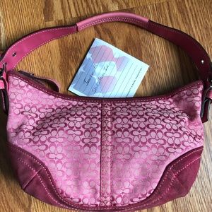 SoldAuthentic COACH pink suede min sig hobo